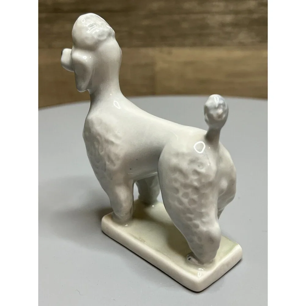 Zsolnay Hungary Porcelain Light Gray Poodle Dog Figure 3.5